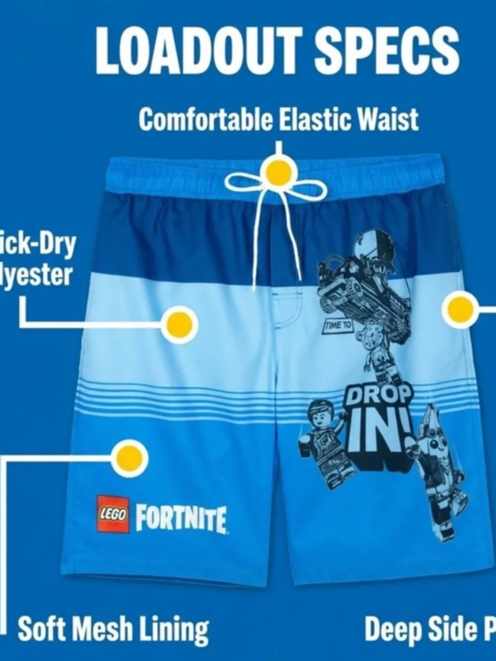 LEGO Fortnite Men's UPF 50+ Swim Trunks. NWT size XL